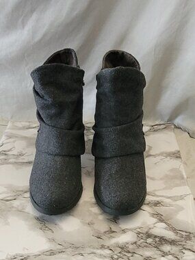 Blowfish Wool Ankle Boot Heels Charcoal Gray Size 10